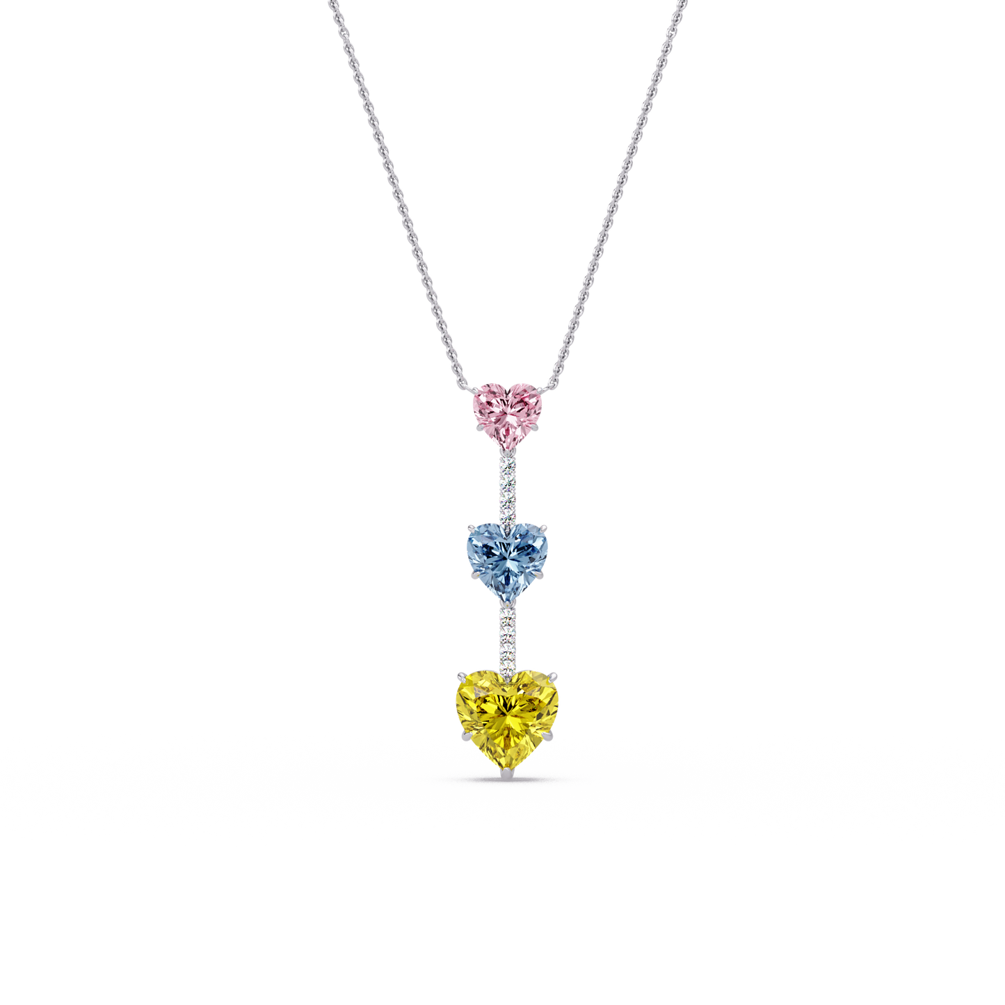 Triple Heart Drop Chain Pendant - Origine Diamonds lab-grown diamond jewellery