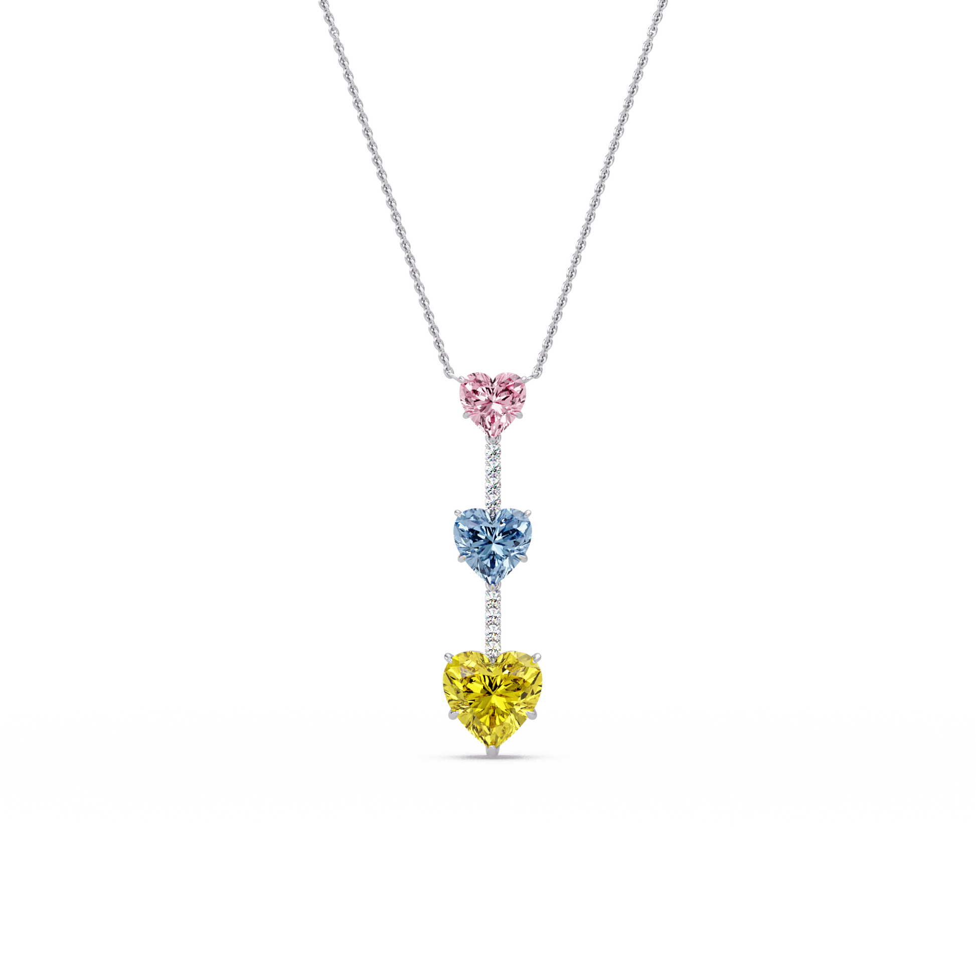 Triple Heart Drop Chain Pendant - Origine Diamonds lab-grown diamond jewellery