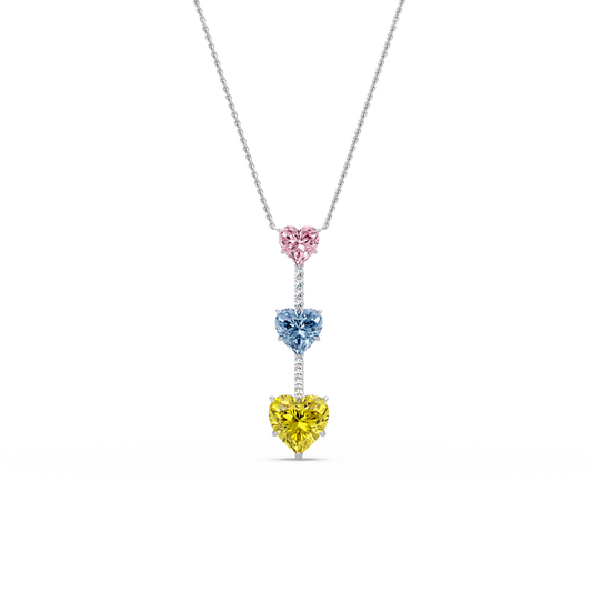 Triple Heart Drop Chain Pendant - Origine Diamonds lab-grown diamond jewellery