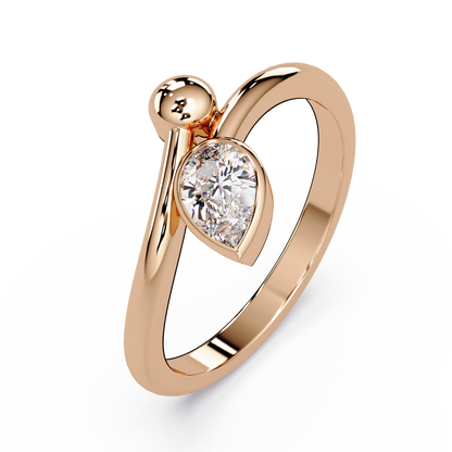Bezelled Pear Solitaire Ring