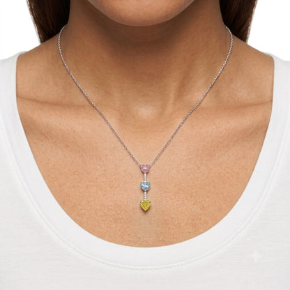 Triple Heart Drop Chain Pendant