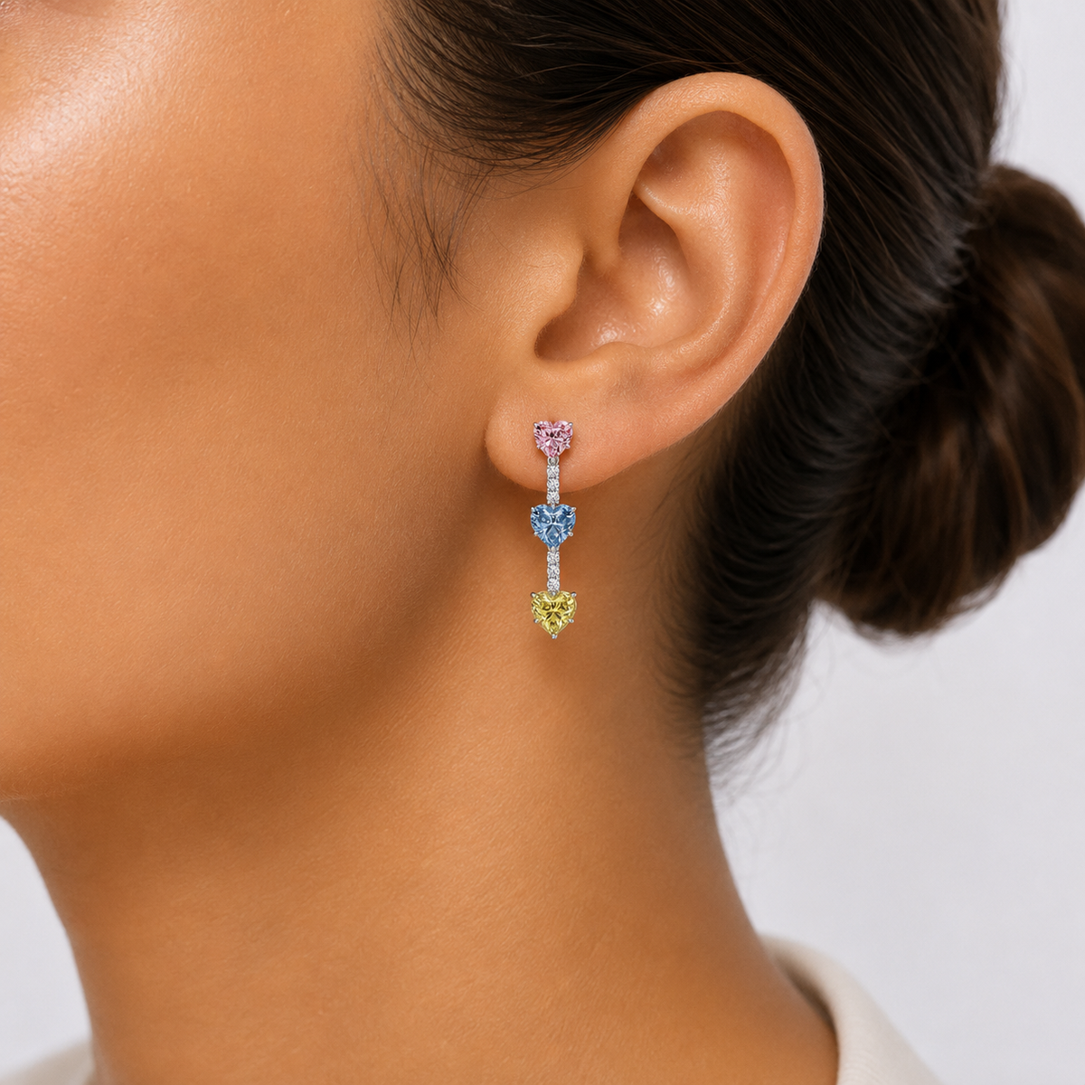 Triple Heart Cascade Earrings