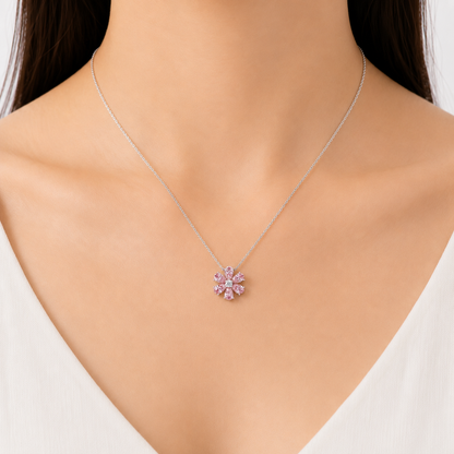 Pink Petal Flower Chain Pendant