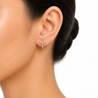 Pave Dragonfly Wing Earrings
