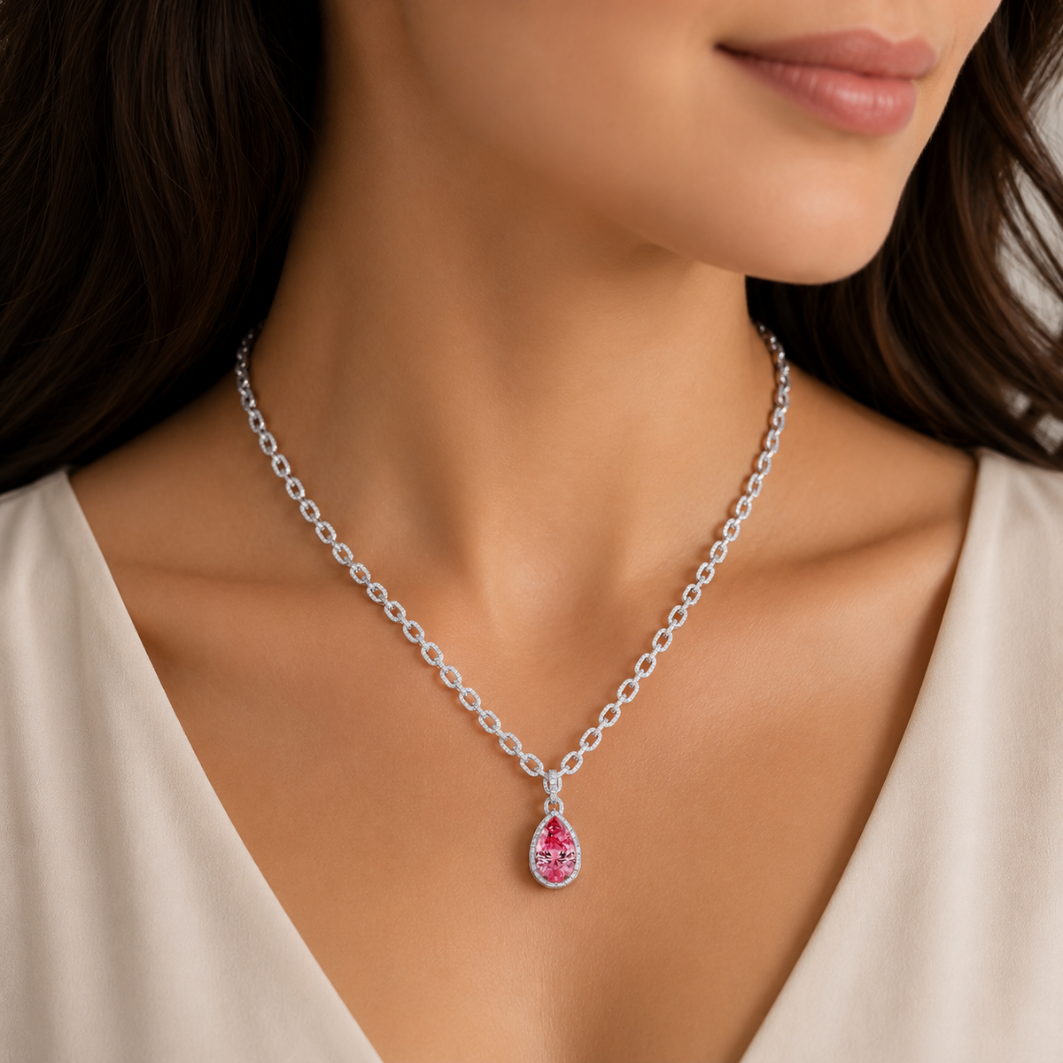Pave Pear Drop Necklace