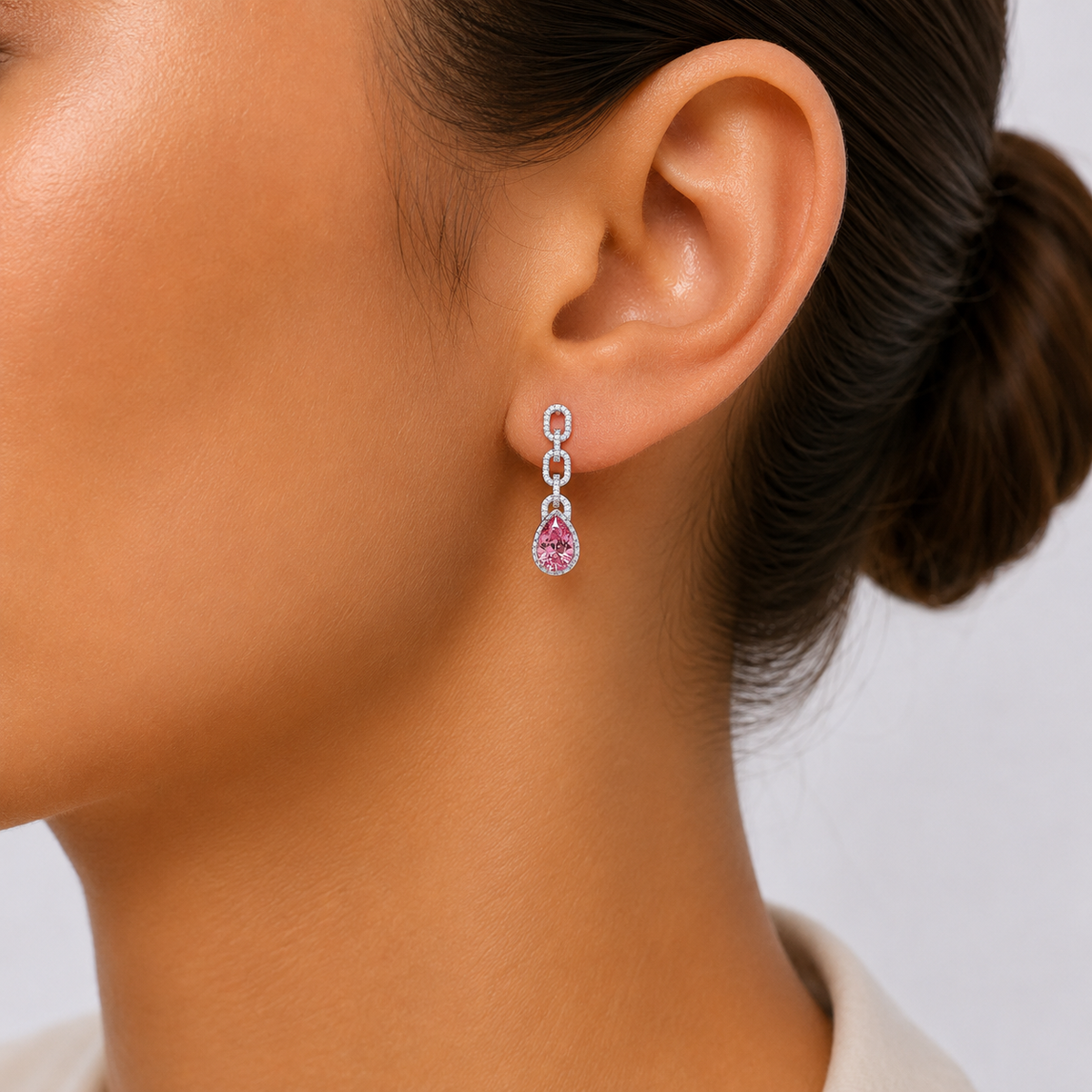 Pave Link Pear Earrings