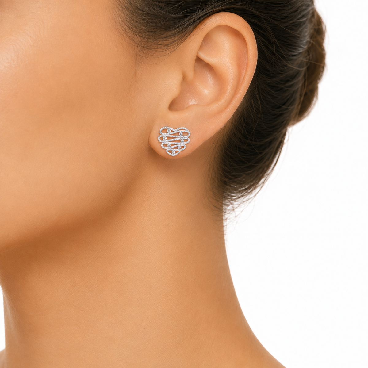 Cascade Heart Pave Earrings
