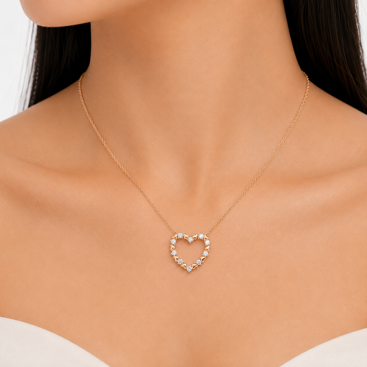 Heartbeat Diamond Outline Chain Pendant