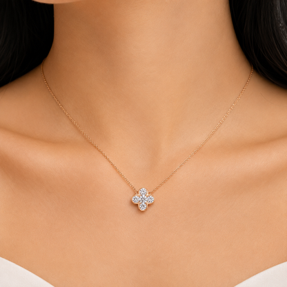 Blossoming Quatrefoil Petal Chain Pendant