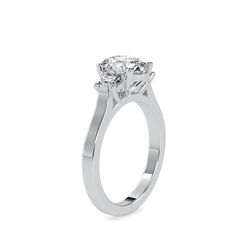 Oval Three-Stone Diamond Ring