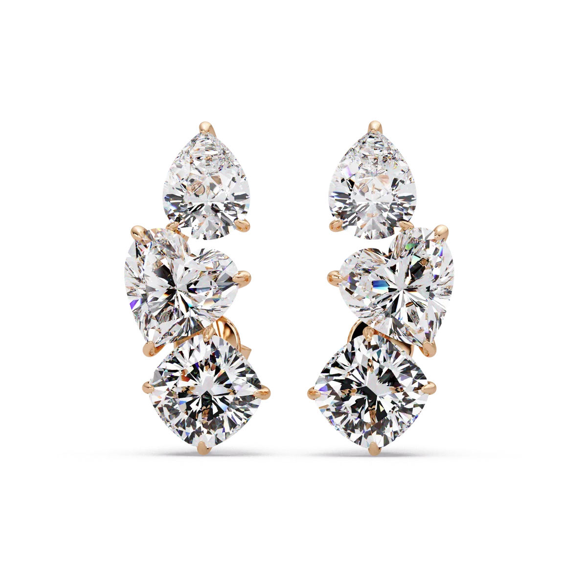 Graduated Trio Heart Earrings - Origine Diamonds lab-grown diamond jewellery