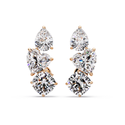 Graduated Trio Heart Earrings - Origine Diamonds lab-grown diamond jewellery