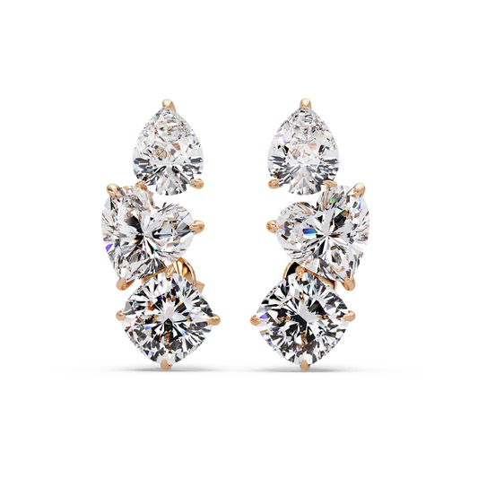 Graduated Trio Heart Earrings - Origine Diamonds lab-grown diamond jewellery