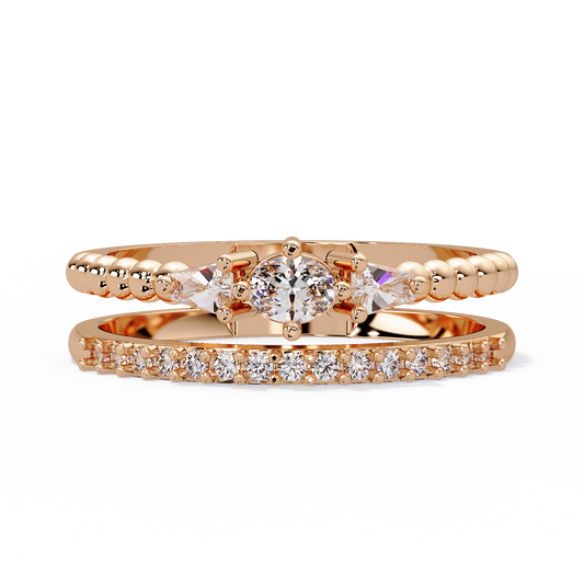 Beaded Three-Stone Stack Ring - Origine Diamonds lab-grown diamond jewellery