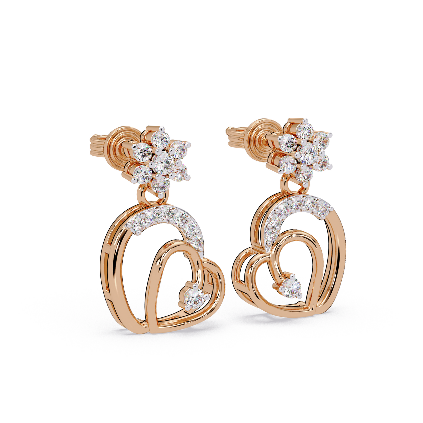 Star Heart Drop Earrings