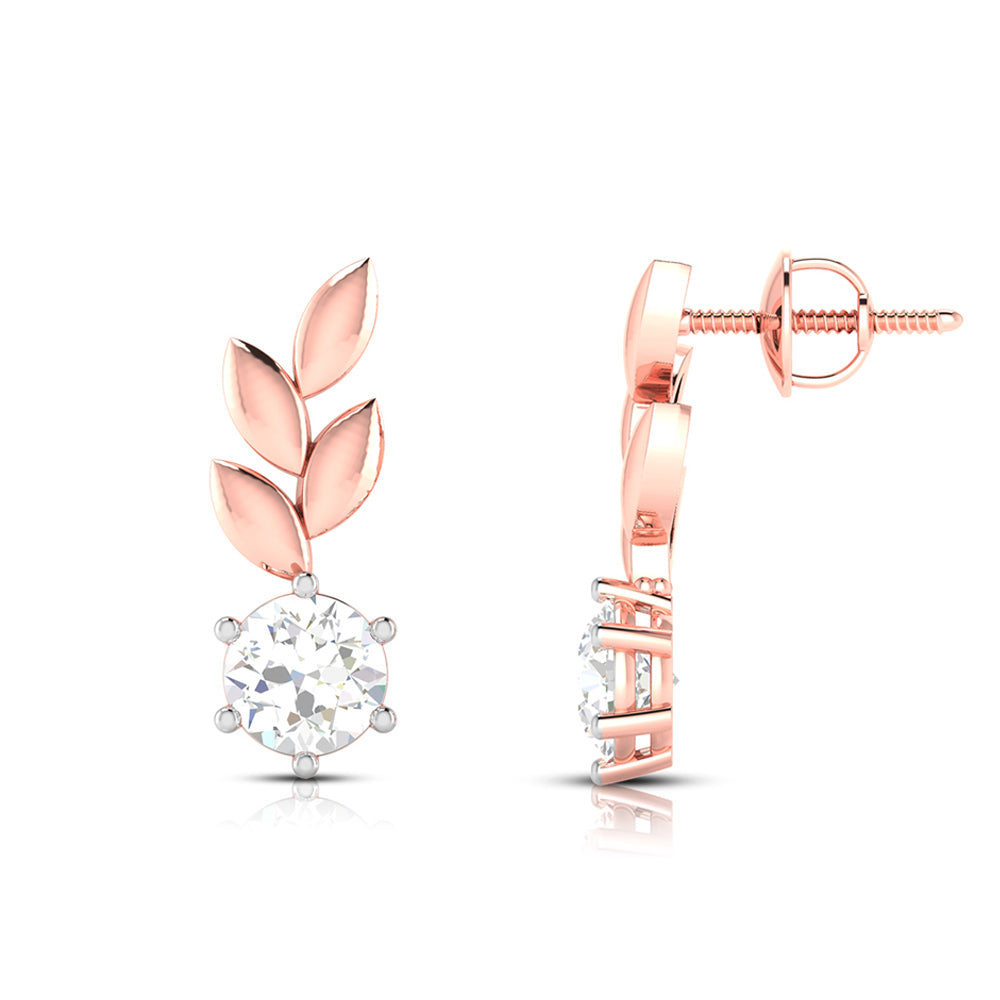 Olive Leaf Solitaire Earrings