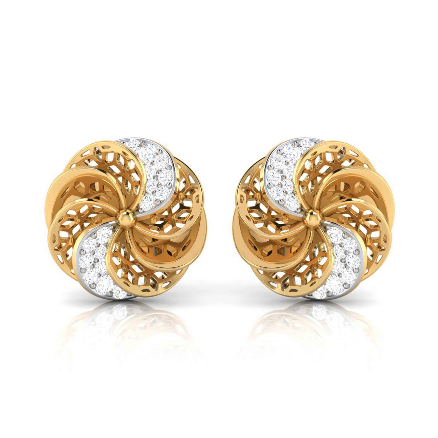Rose Pinwheel Diamond Studs