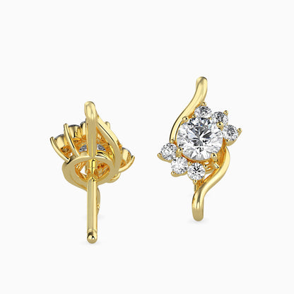 Floral Swirl Solitaire Earrings