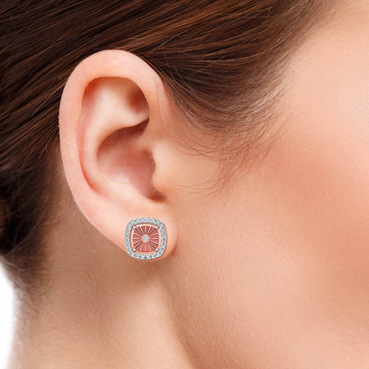 Fluted Cushion Halo Studs - Origine Diamonds lab-grown diamond jewellery