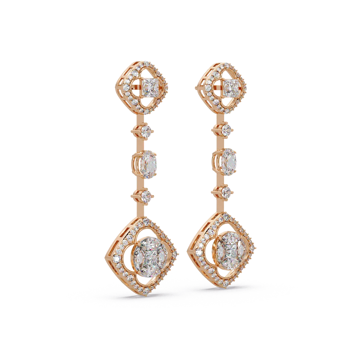Quatrefoil Cushion Cascade Earrings