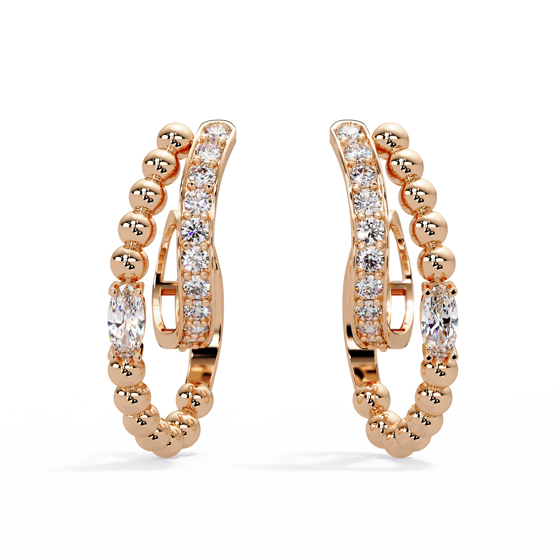 Beaded Double Hoop Earrings - Origine Diamonds lab-grown diamond jewellery