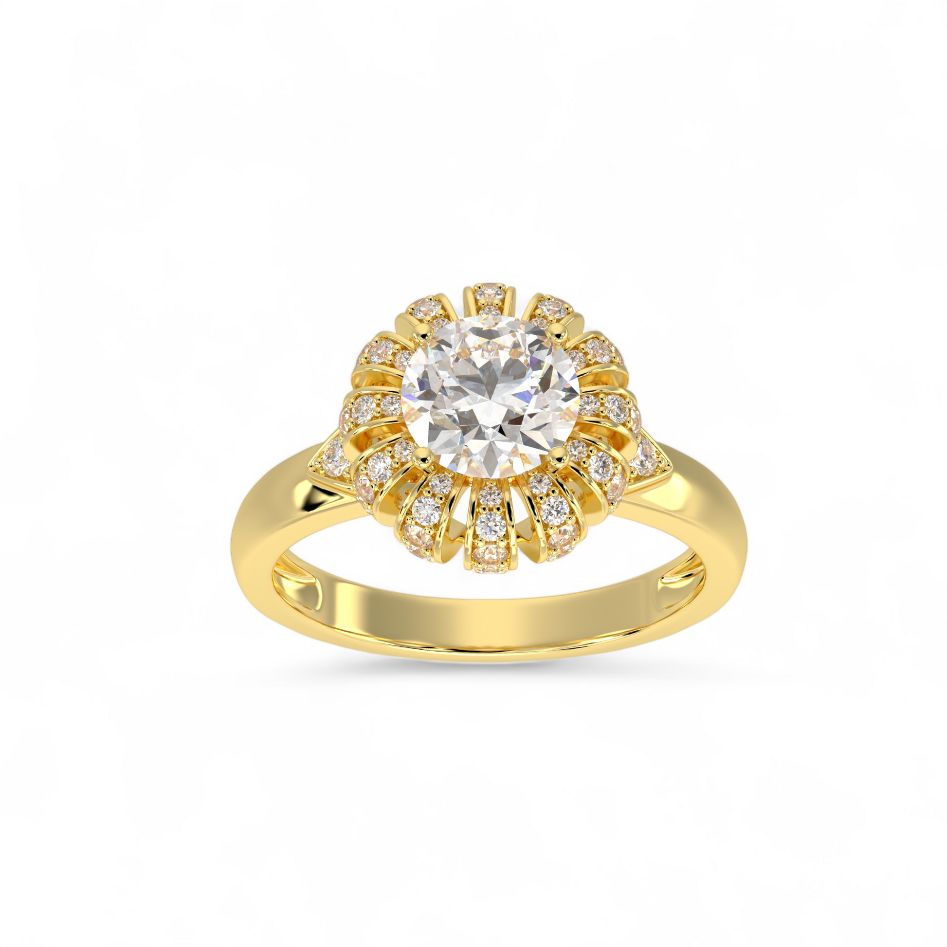Sunburst Halo Diamond Ring - Origine Diamonds lab-grown diamond jewellery
