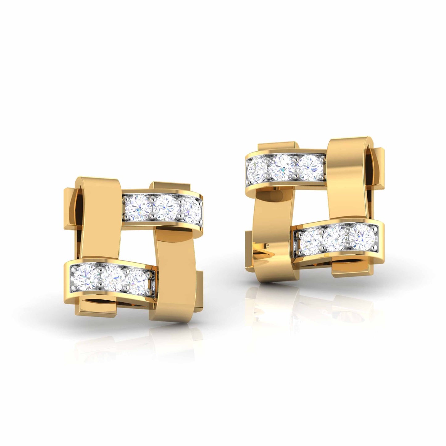 Geometric Link Diamond Earrings