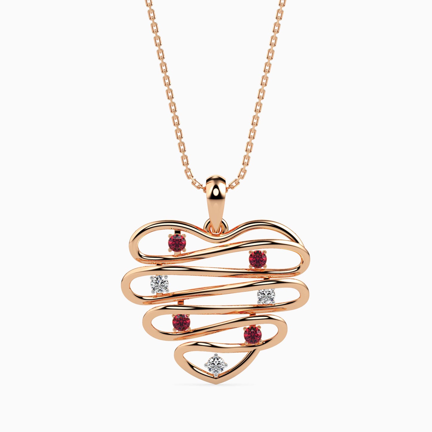 Wired Heart Ruby Pendant - Origine Diamonds lab-grown diamond jewellery