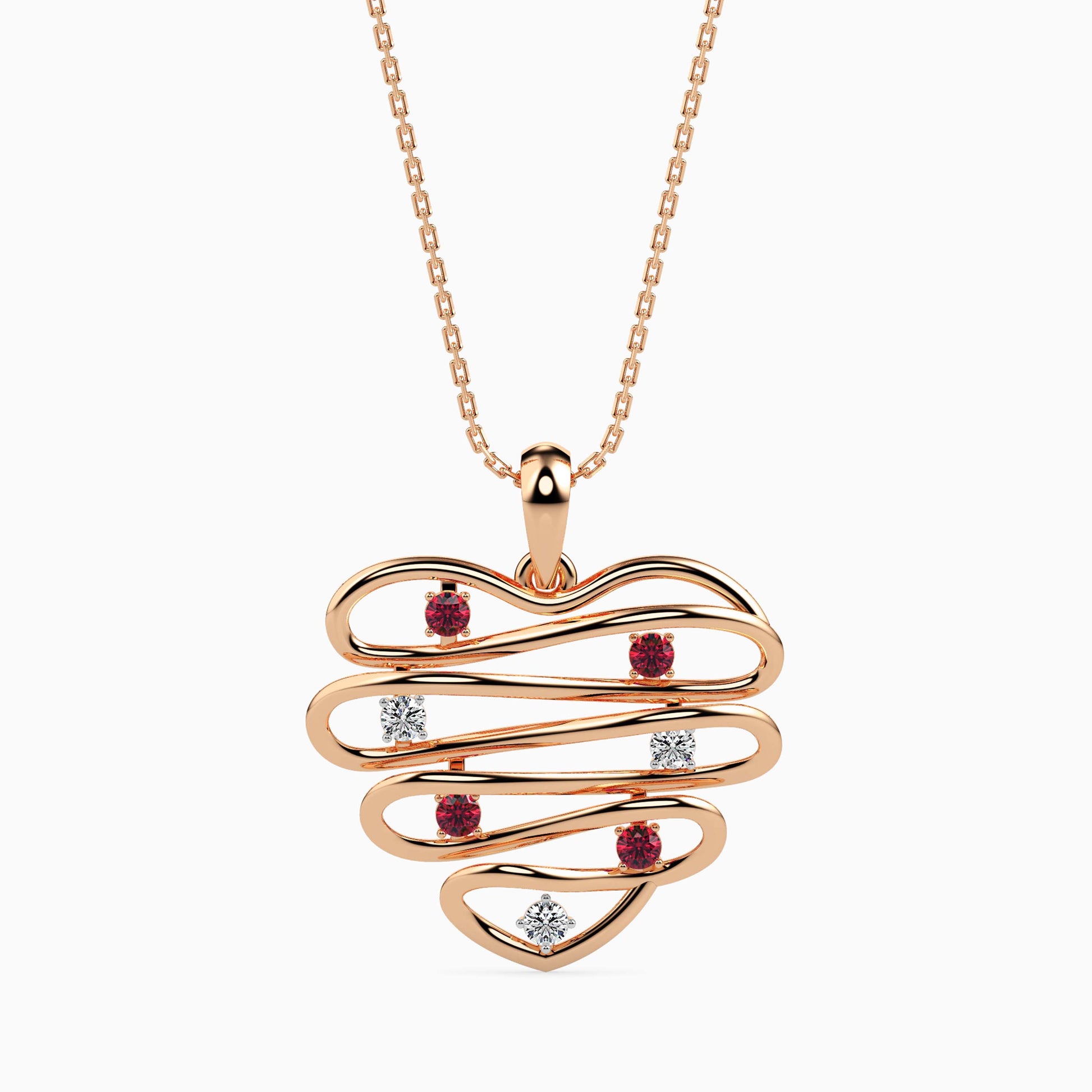 Wired Heart Ruby Pendant - Origine Diamonds lab-grown diamond jewellery