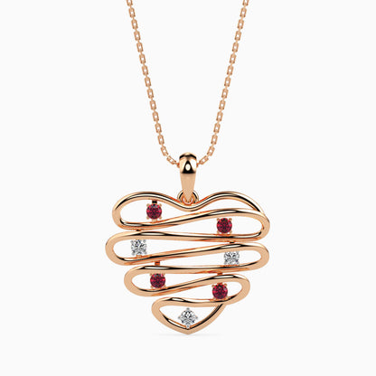 Wired Heart Ruby Pendant - Origine Diamonds lab-grown diamond jewellery