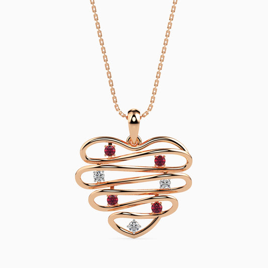 Wired Heart Ruby Pendant - Origine Diamonds lab-grown diamond jewellery