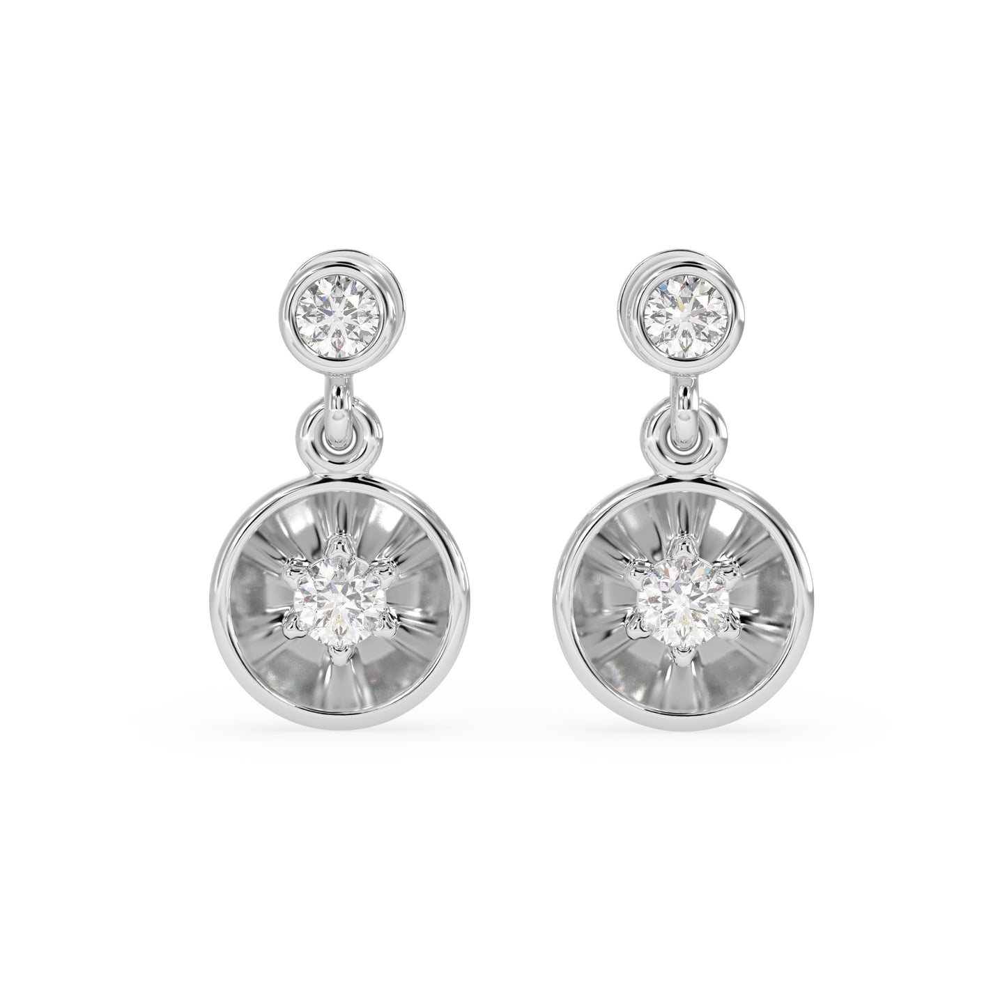 Bezel Disc Drop Earrings