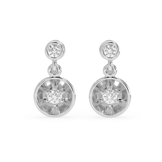 Bezel Disc Drop Earrings