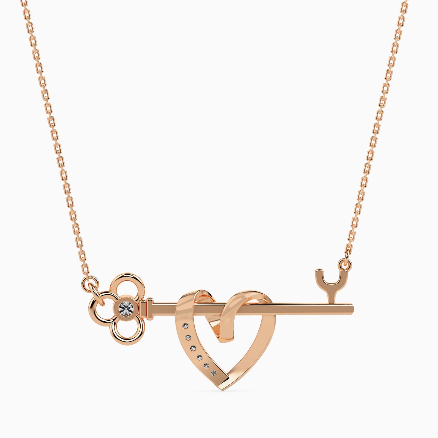 Heart Key Diamond Necklace