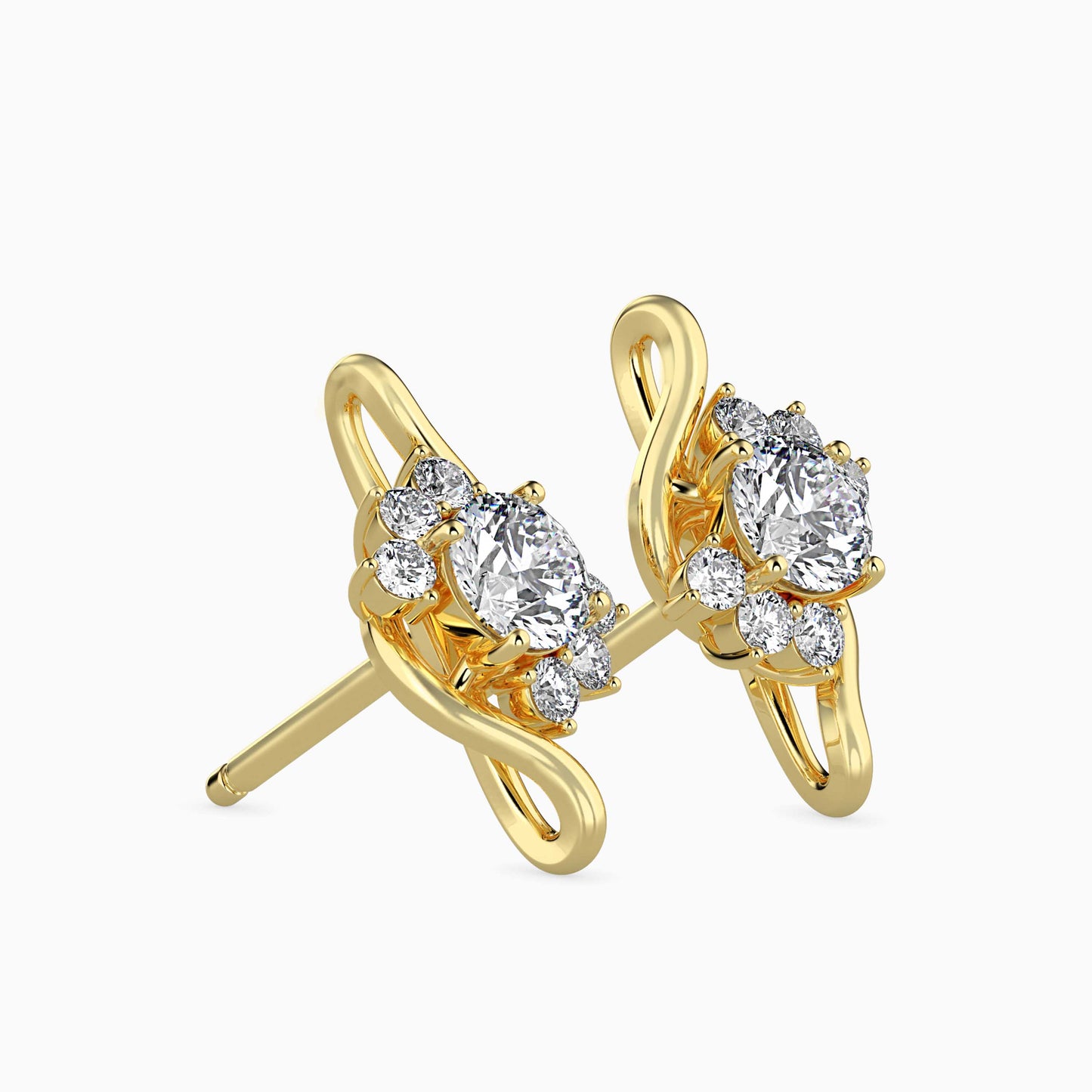 Floral Swirl Solitaire Earrings