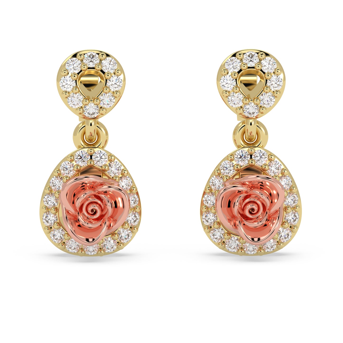 Rose Halo Drop Earrings - Origine Diamonds lab-grown diamond jewellery