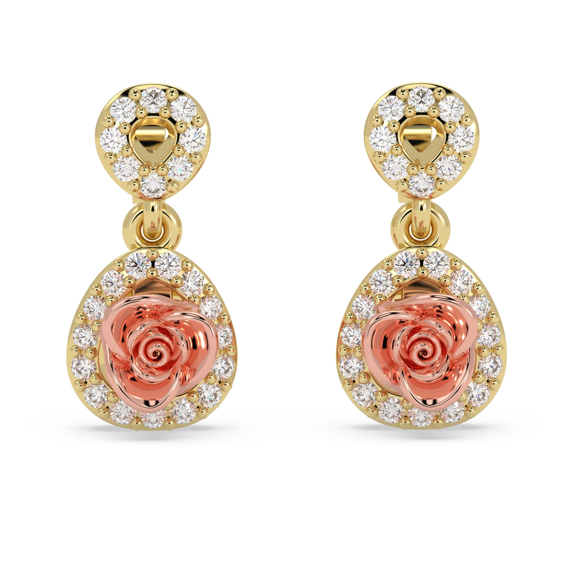 Rose Halo Drop Earrings - Origine Diamonds lab-grown diamond jewellery