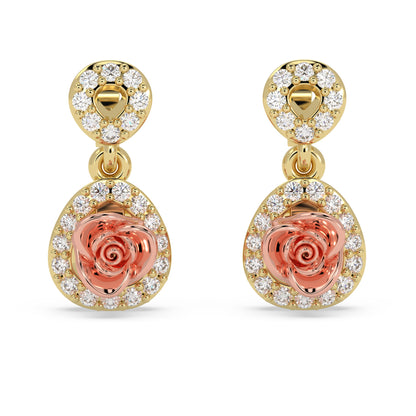 Rose Halo Drop Earrings - Origine Diamonds lab-grown diamond jewellery