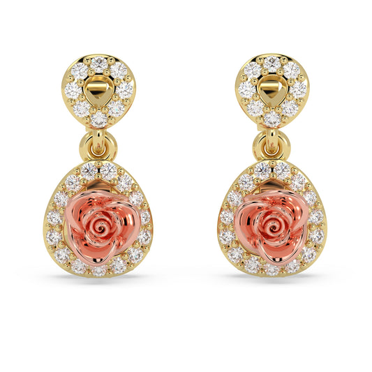 Rose Halo Drop Earrings - Origine Diamonds lab-grown diamond jewellery