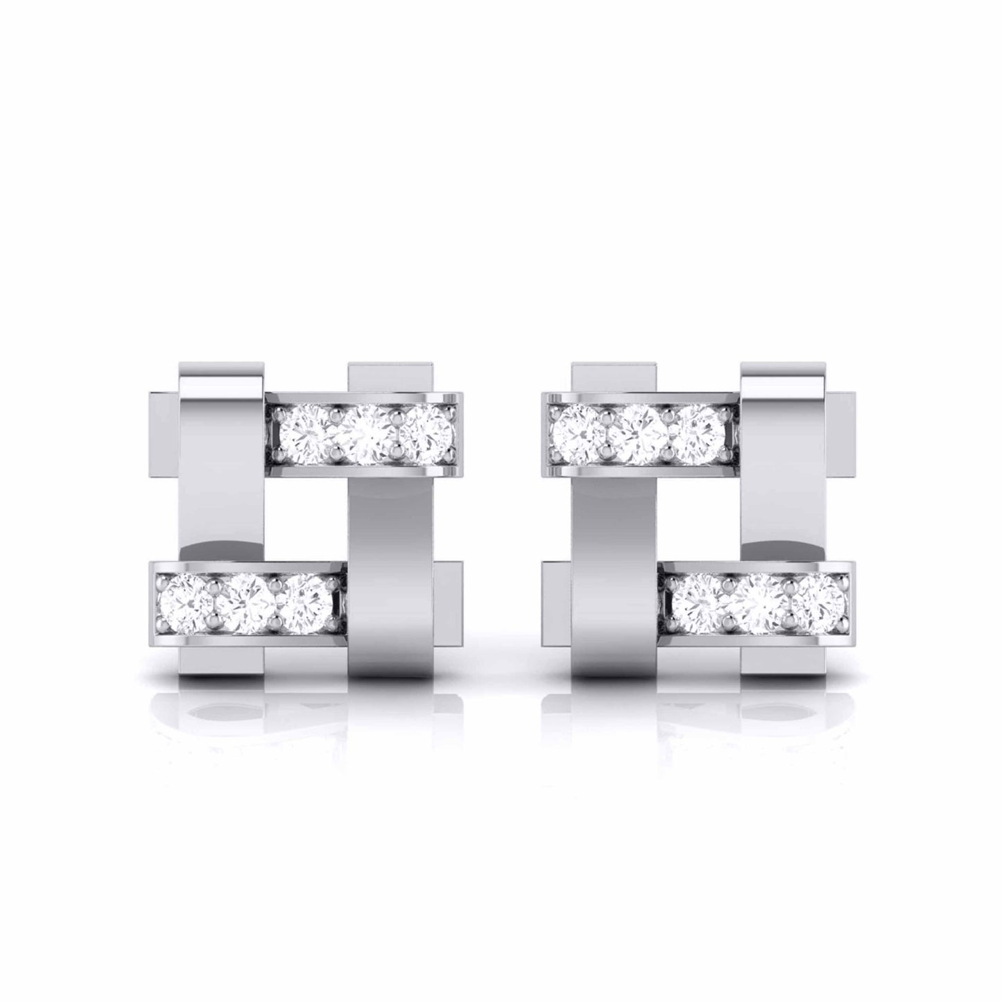 Geometric Link Diamond Earrings