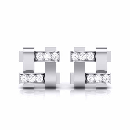 Geometric Link Diamond Earrings