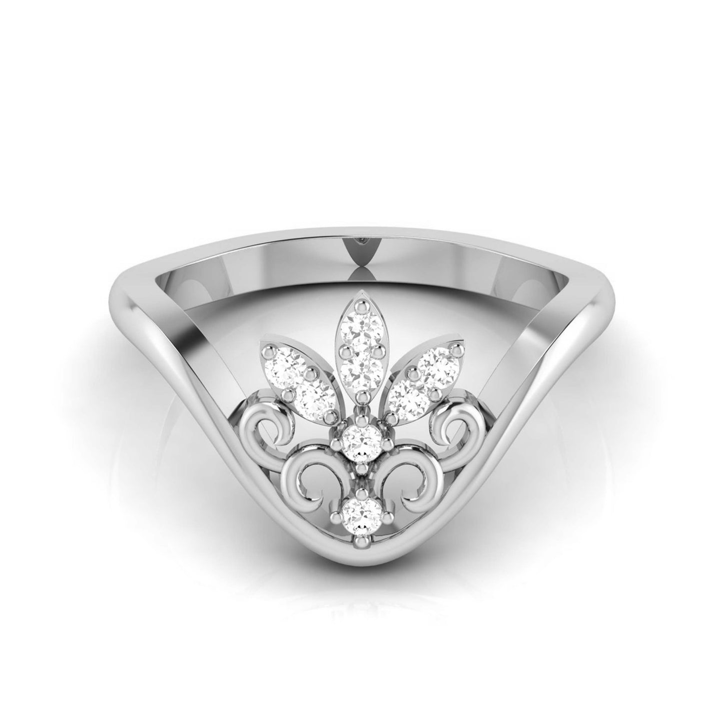 Chevron Leaf Cluster Ring