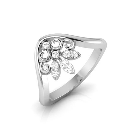 Chevron Leaf Cluster Ring