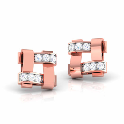 Geometric Link Diamond Earrings