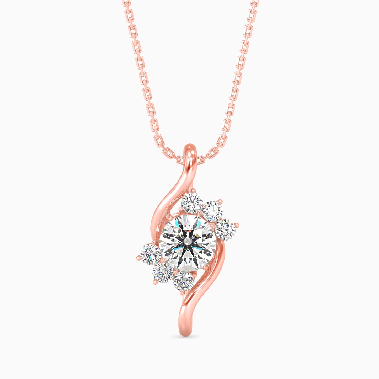 Swirl Accent Solitaire Pendant