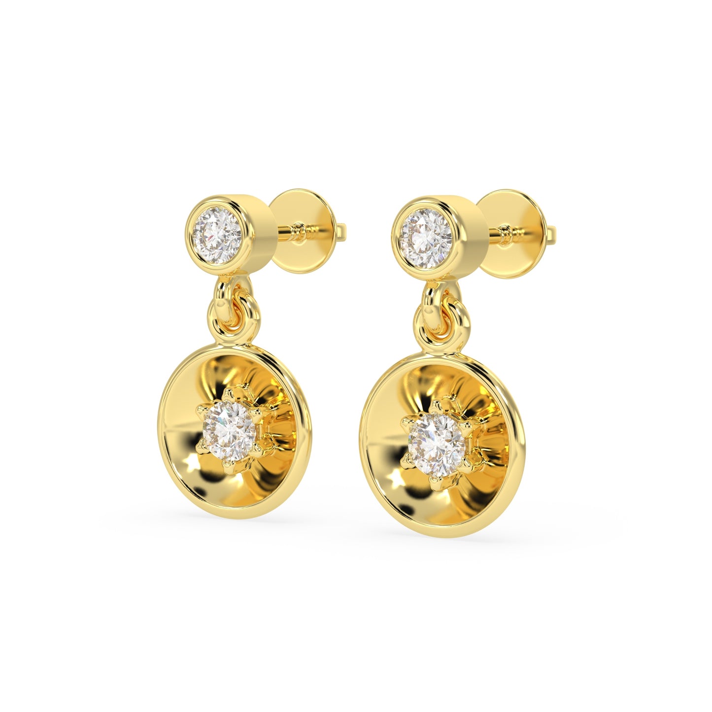 Bezel Disc Drop Earrings