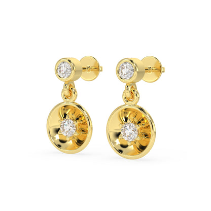 Bezel Disc Drop Earrings