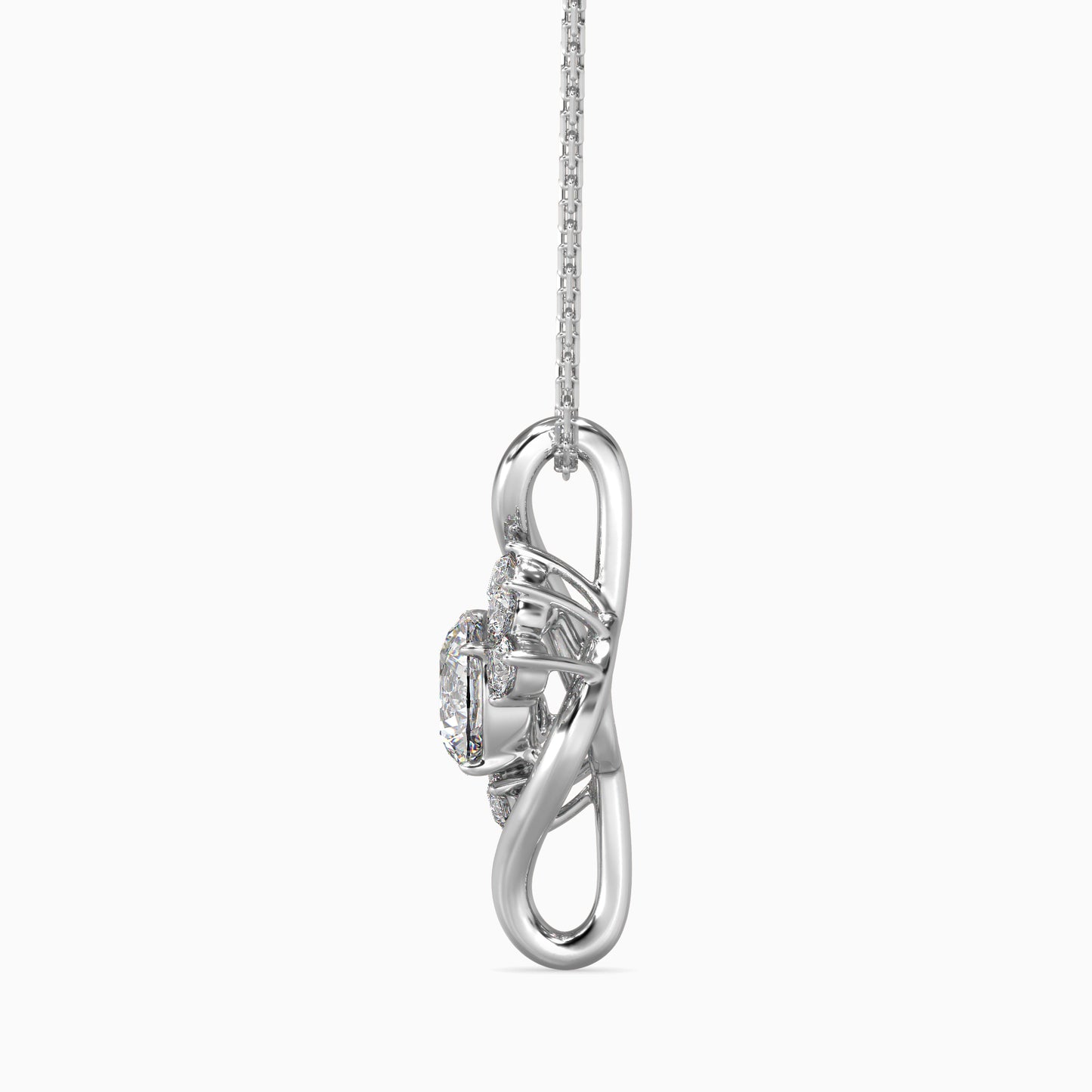 Swirl Accent Solitaire Pendant