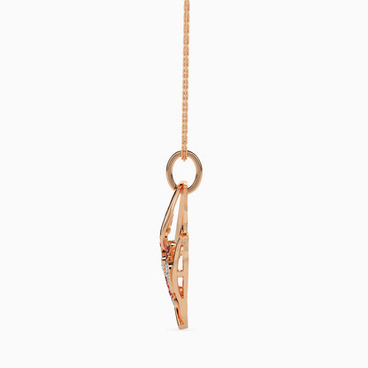 Floral Heart Ruby Pendant