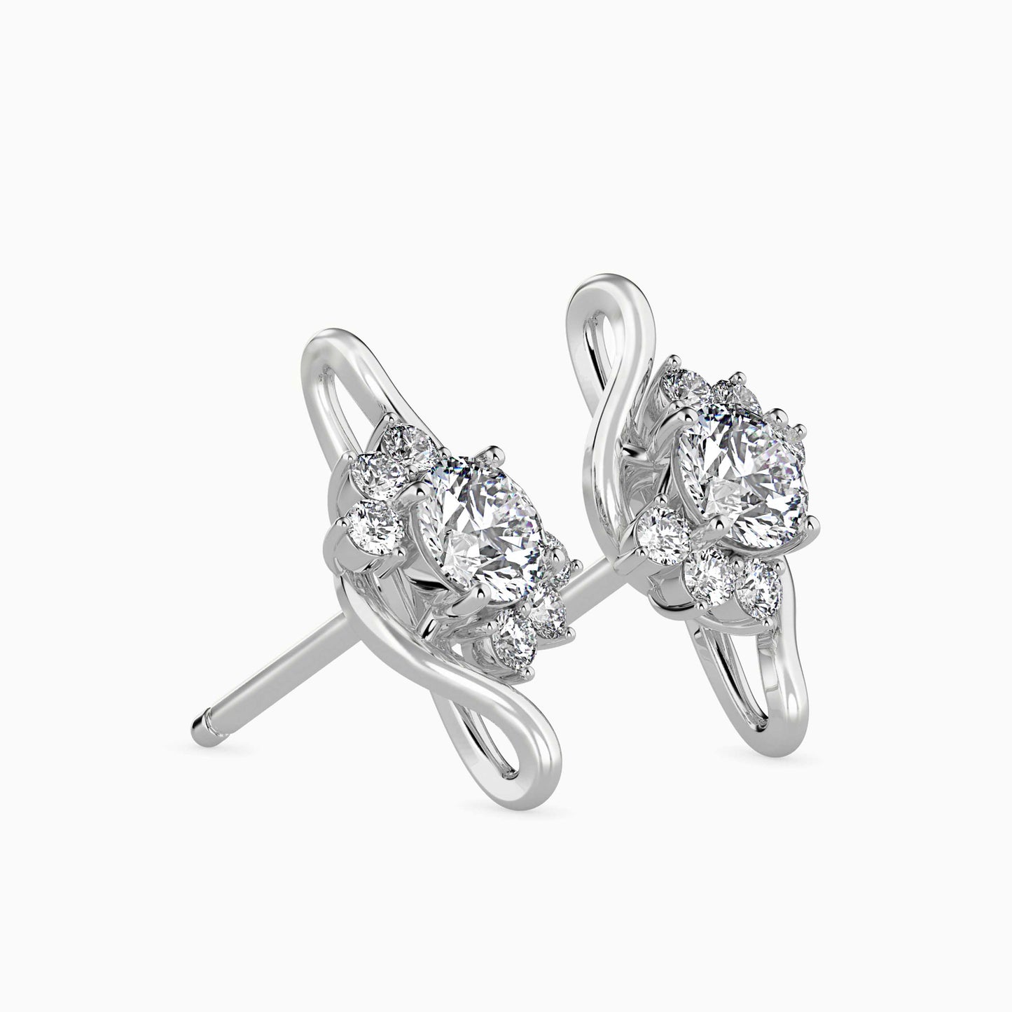 Floral Swirl Solitaire Earrings